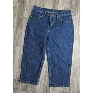 (3/$35) Riders Womens Size 8 Petite Pockets Denim Blue Jeans Capris